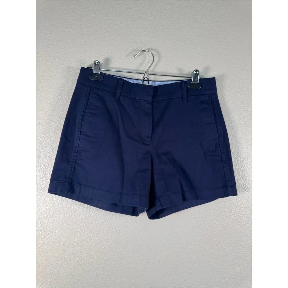 J Crew Navy Blue Chino Shorts Womens 4 Preppy Casual Golf Summer Classic